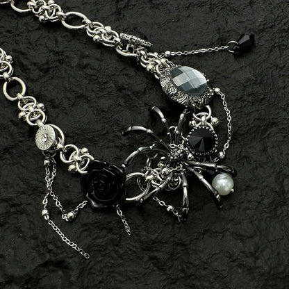 Accessories Black Spider Zircon Fringe Choker