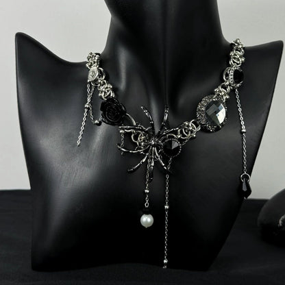 Accessories Black Spider Zircon Fringe Choker