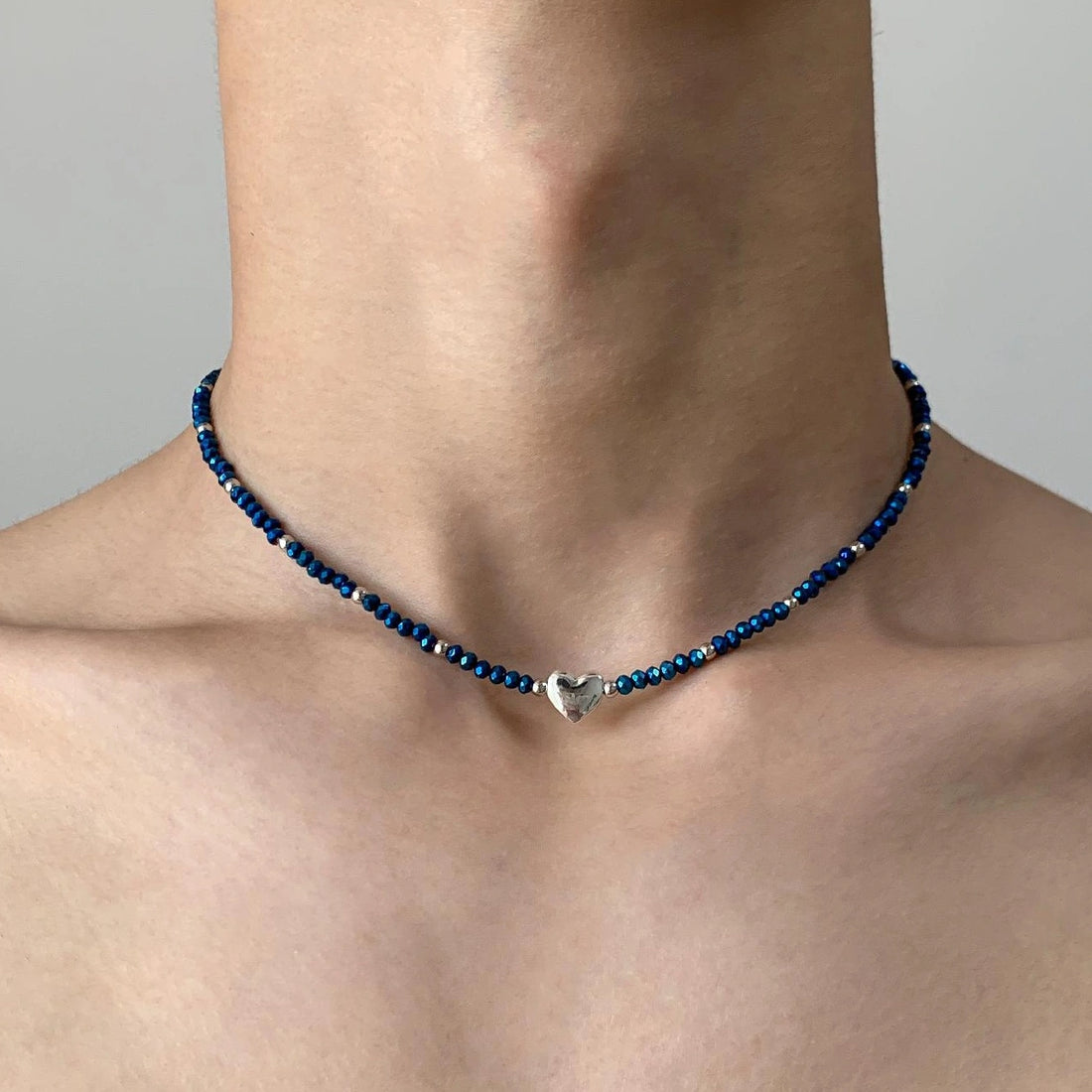 Accessories Blue Beaded Choker Necklace