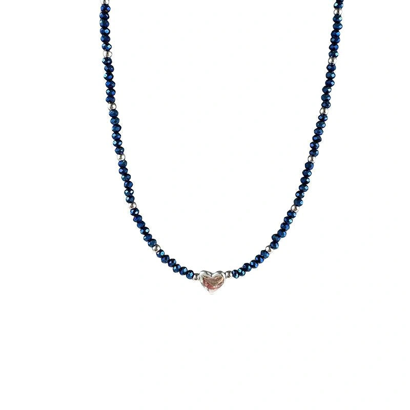 Accessories Blue Beaded Choker Necklace