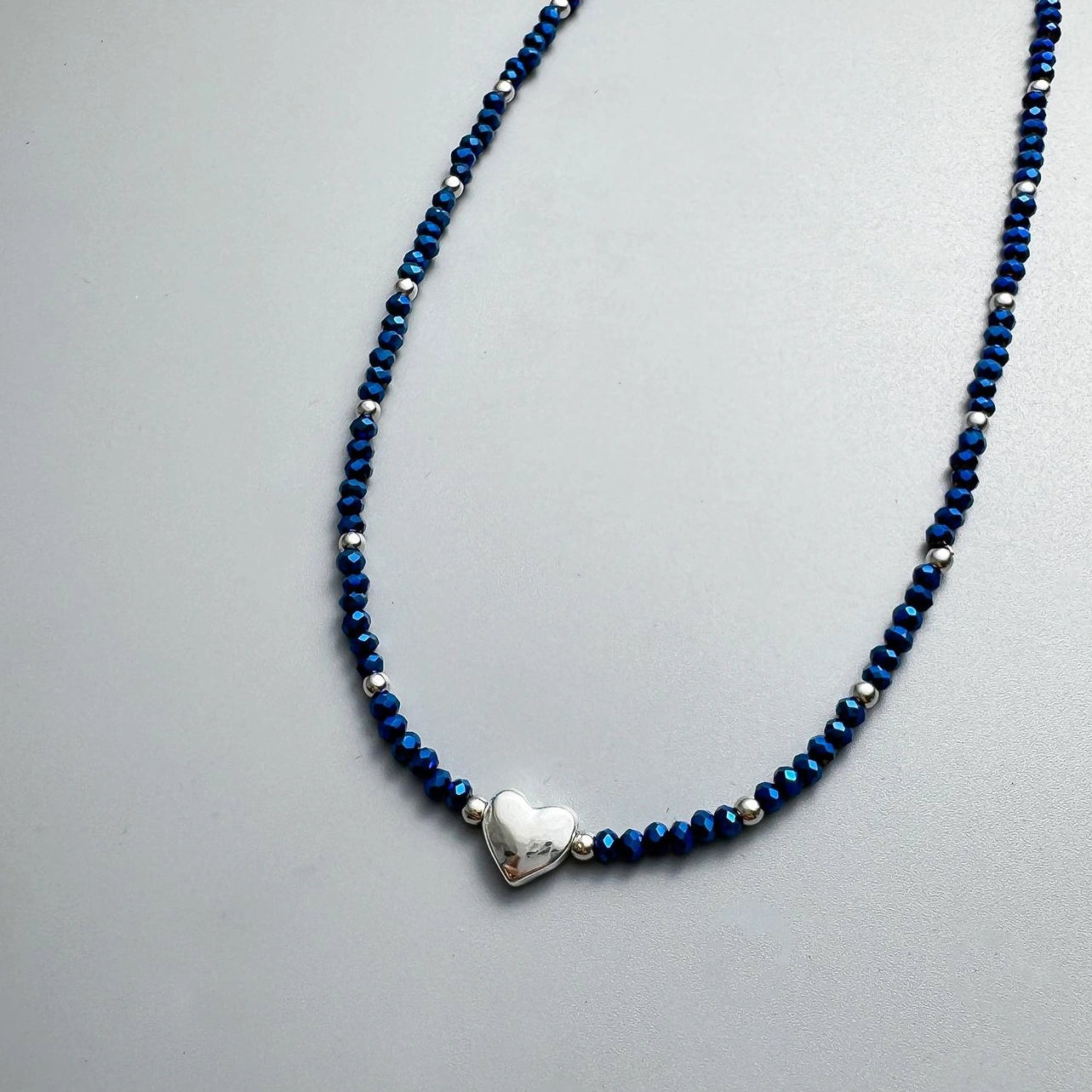 Accessories Blue Beaded Choker Necklace