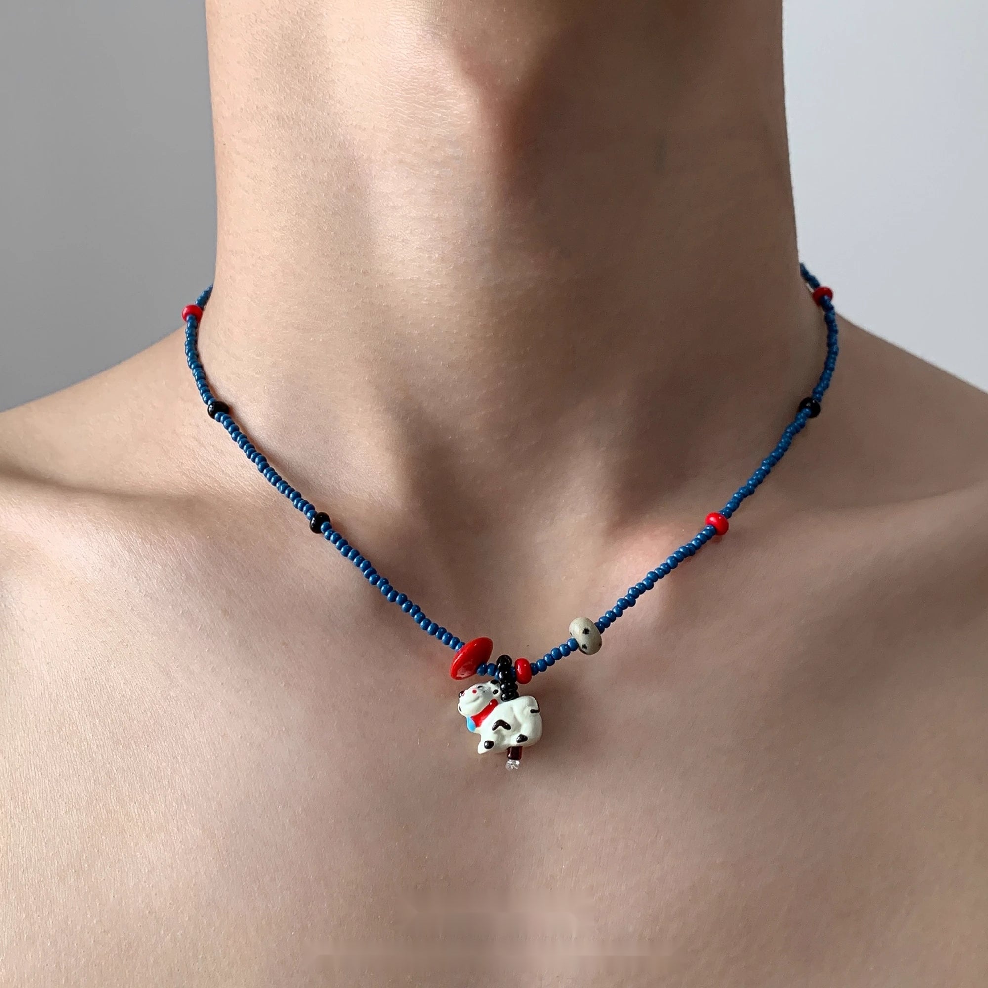 Accessories_Blue_Beaded_Dog_Pendant_Adjustable_Necklace_MISSTT