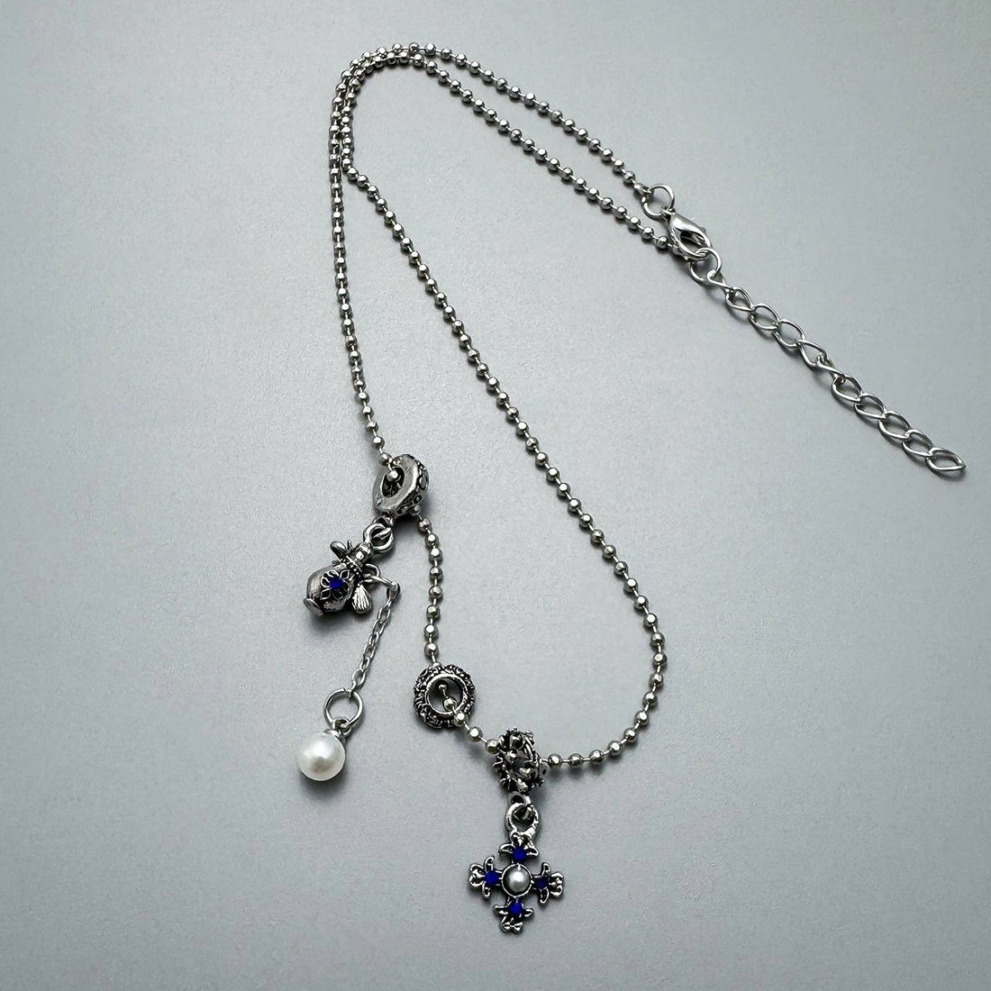 Accessories Blue Cross Pendant Ballpoint Necklace