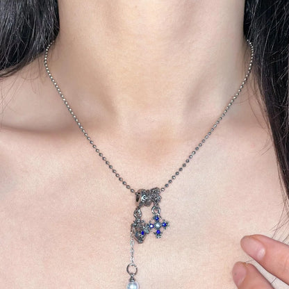 Accessories Blue Cross Pendant Ballpoint Necklace