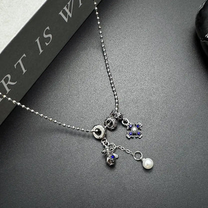 Accessories Blue Cross Pendant Ballpoint Necklace