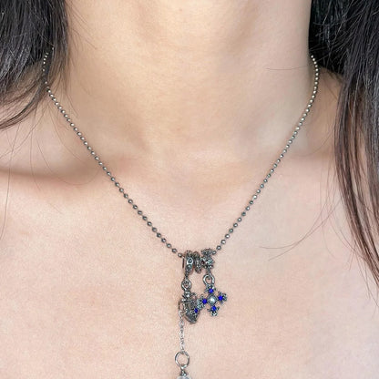 Accessories Blue Cross Pendant Ballpoint Necklace
