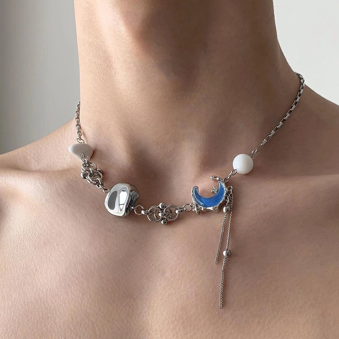 Accessories Blue Moon Fringe Stone Choker Necklace