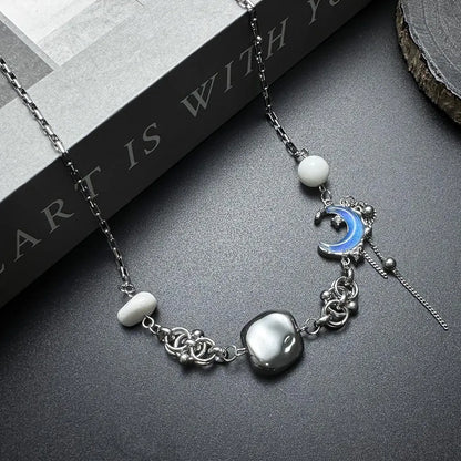 Accessories Blue Moon Fringe Stone Choker Necklace