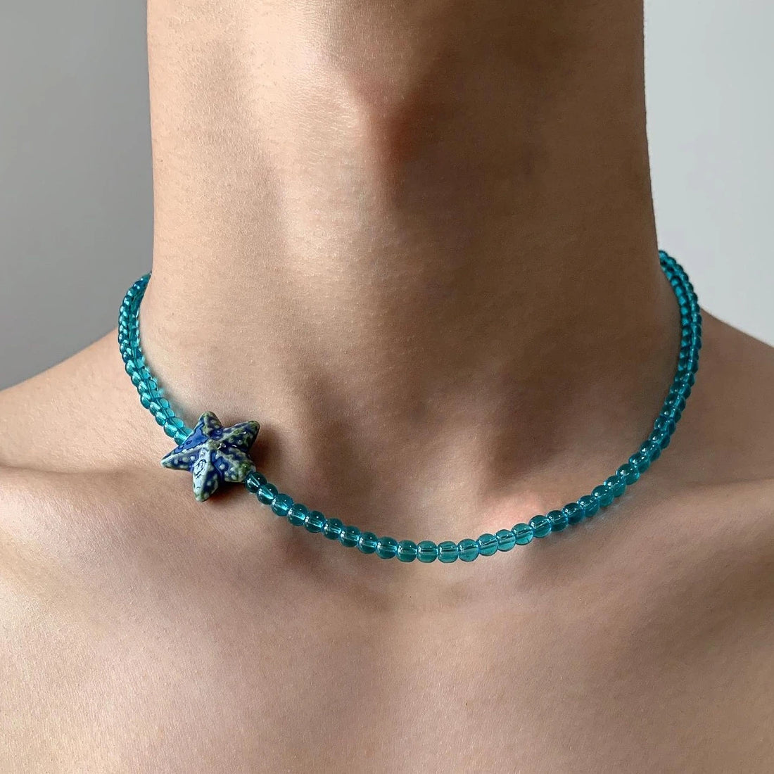 Accessories Blue Starfish Crystal Bead Choker Necklace