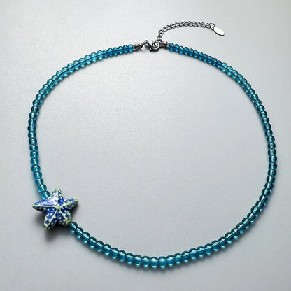 Accessories Blue Starfish Crystal Bead Choker Necklace