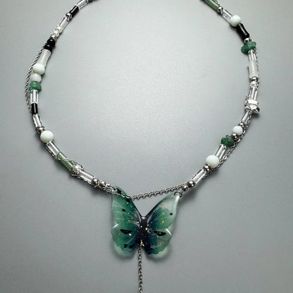 Accessories Butterfly Fringe Beaded Pendant Choker