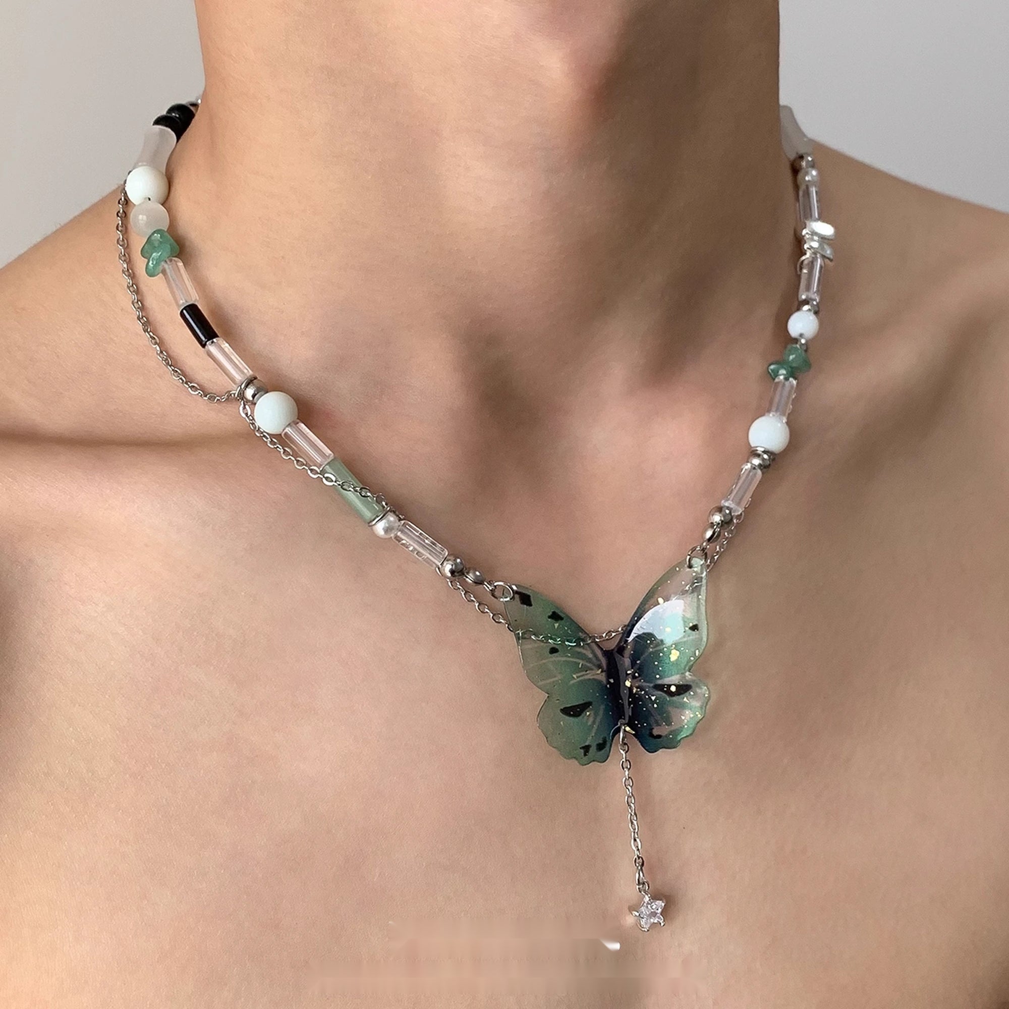 Accessories_Butterfly_Fringe_Beaded_Pendant_Choker_MISSTT