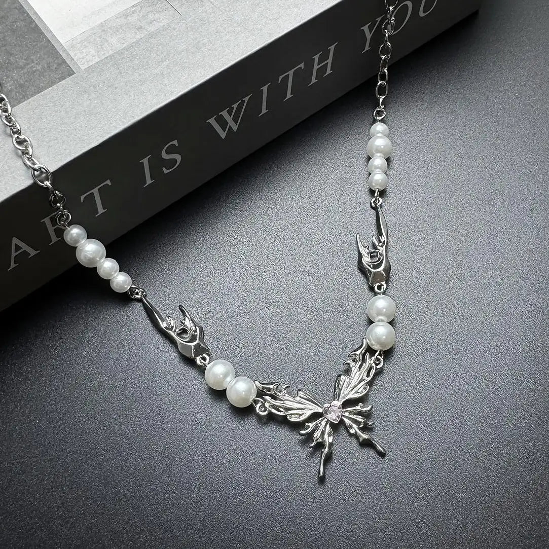 Accessories Butterfly Pearl Chain Necklace