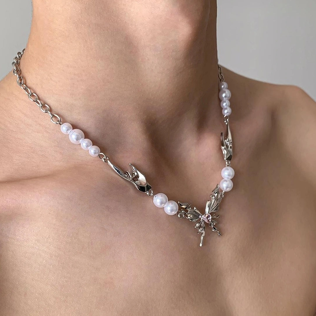 Accessories Butterfly Pearl Chain Necklace