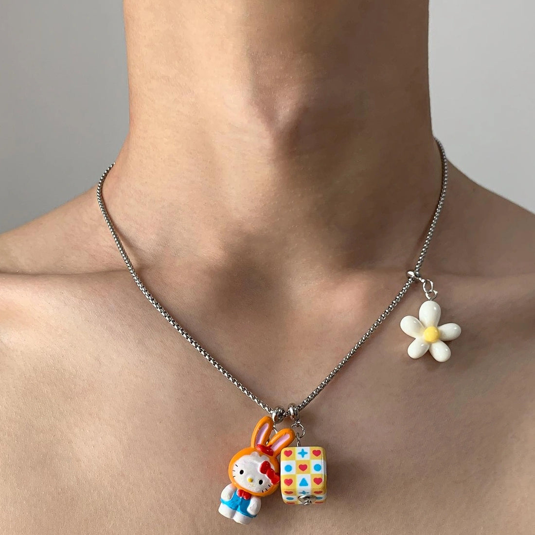Accessories Cartoon Cube Rabbit Pendant Necklace