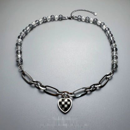 Accessories_Checkerboard_Heart_Pendant_Beaded_Necklace_MISSTT