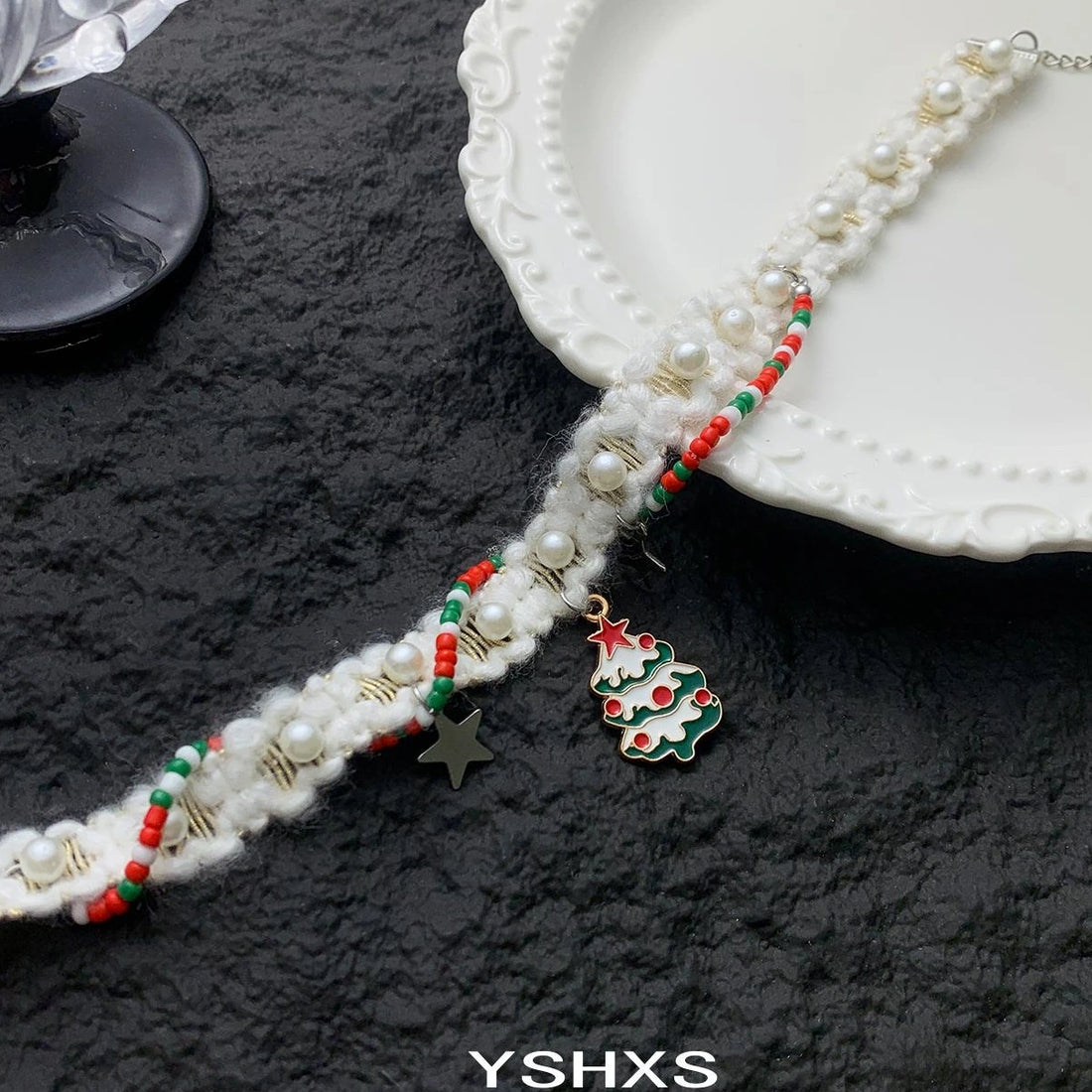 Accessories Christmas Pearl Velvet Choker Necklace