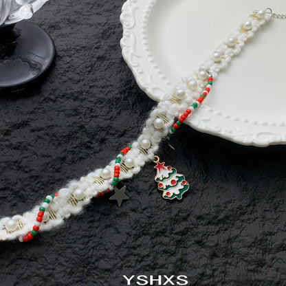 Accessories Christmas Pearl Velvet Choker Necklace