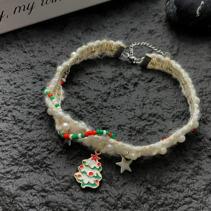 Accessories Christmas Pearl Velvet Choker Necklace