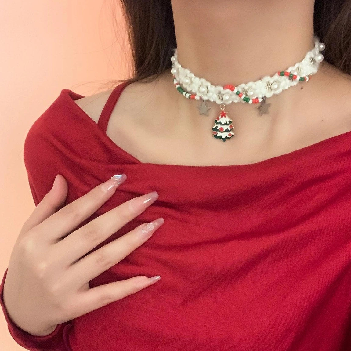 Accessories Christmas Pearl Velvet Choker Necklace