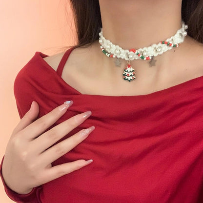 Accessories Christmas Pearl Velvet Choker Necklace
