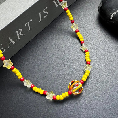 Accessories Colorful Dopamine Beaded Candy Star V-neck Necklace