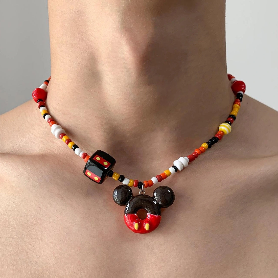 Accessories Colorful Dopamine Donut Beaded Necklace