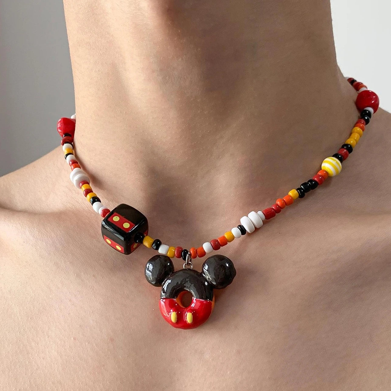 Accessories Colorful Dopamine Donut Beaded Necklace
