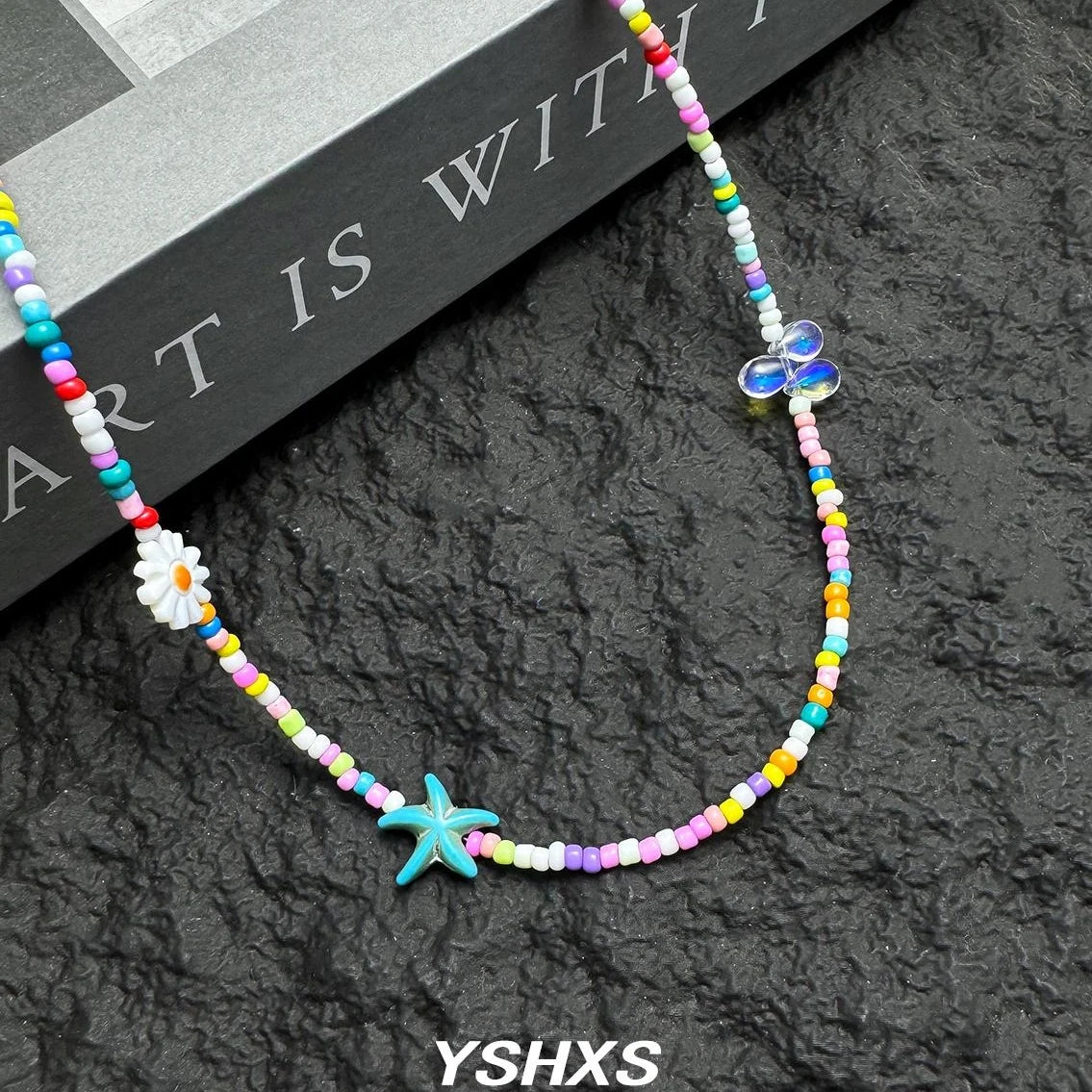Accessories Colorful Dopamine Starfish Flower Beaded Necklace
