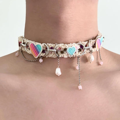 Accessories Colorful Heart Choker Necklace
