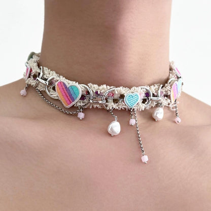 Accessories Colorful Heart Choker Necklace