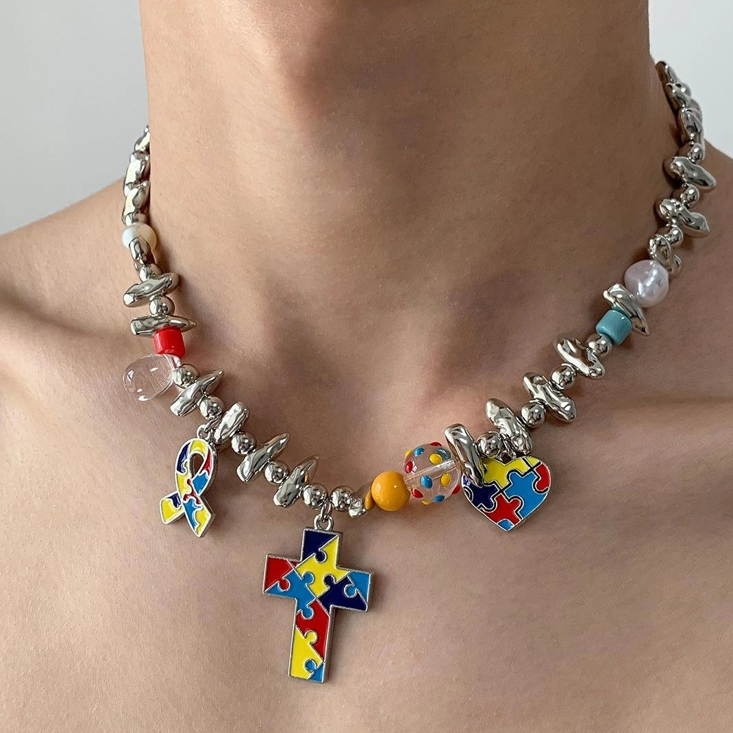 Accessories Colorful Heart Pendant Necklace