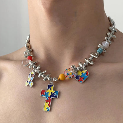 Accessories Colorful Heart Pendant Necklace