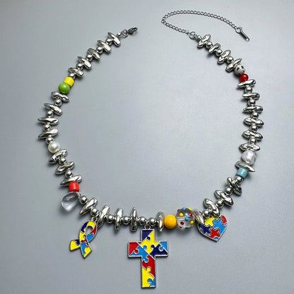 Accessories Colorful Heart Pendant Necklace