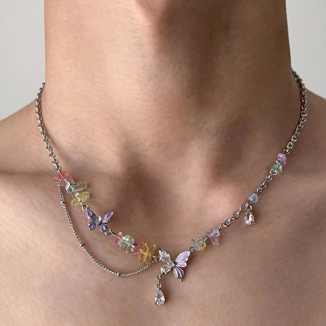 Accessories Colorful Stone Heart Choker Necklace