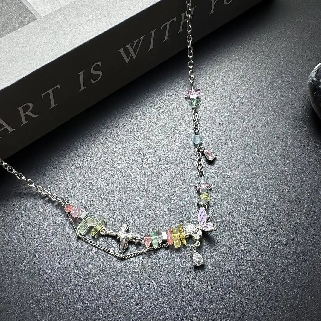Accessories Colorful Stone Heart Choker Necklace