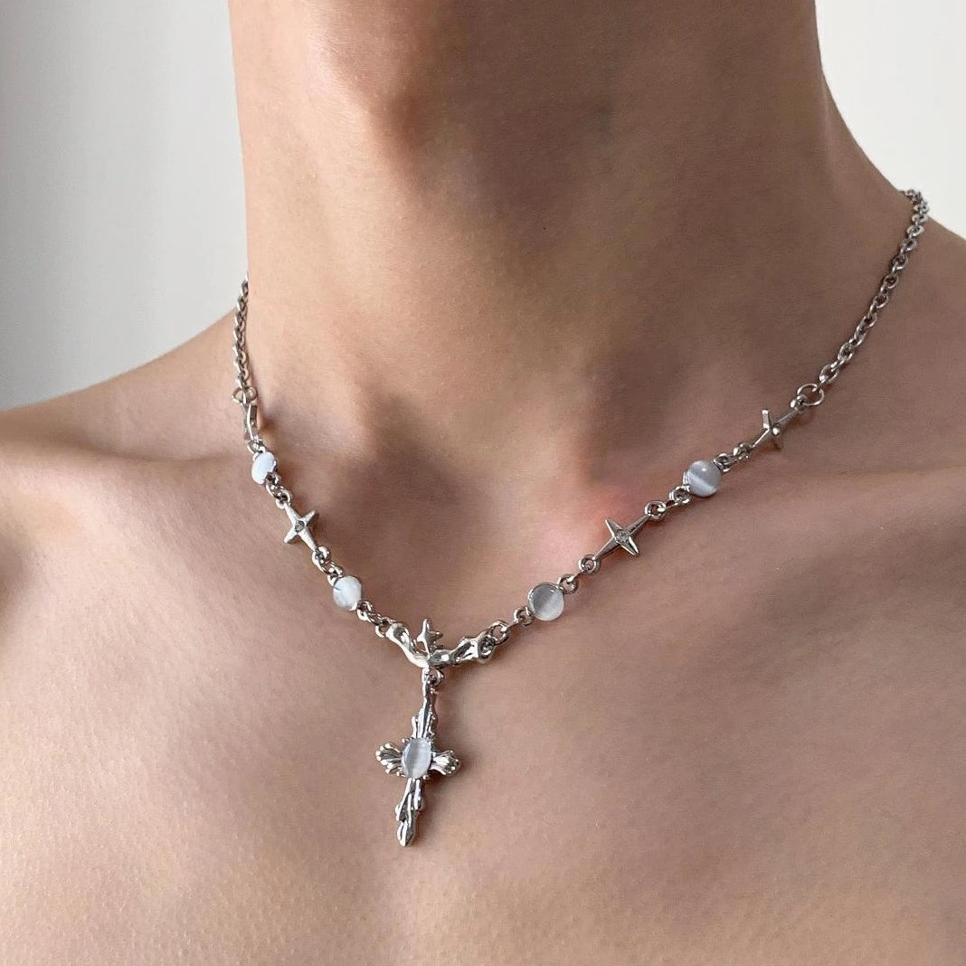 Accessories Cross Pearl Chain Necklace