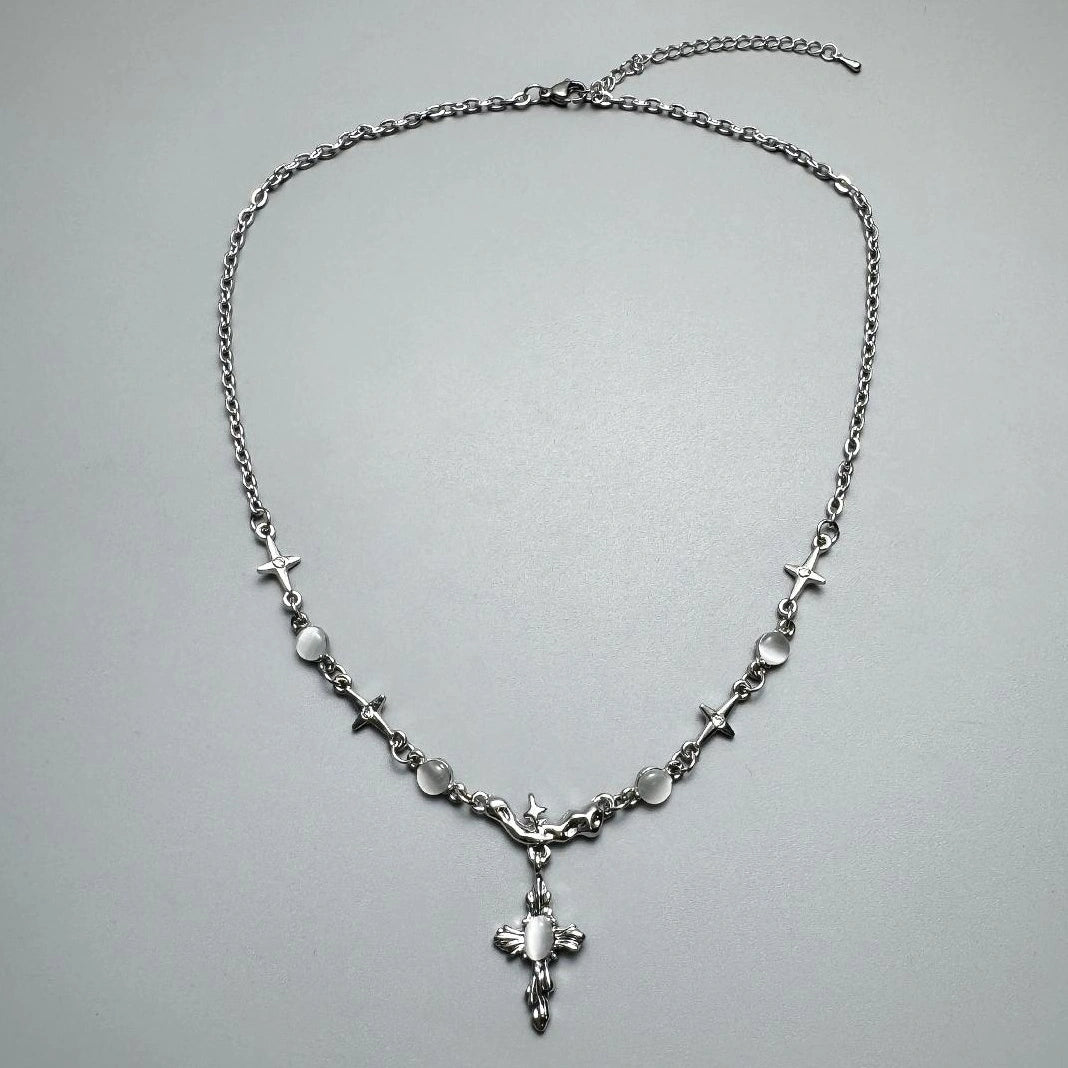 Accessories Cross Pearl Chain Necklace