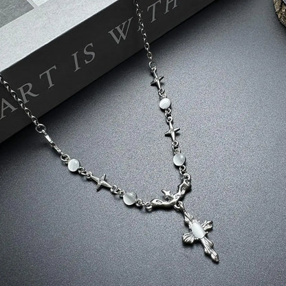 Accessories Cross Pearl Chain Necklace