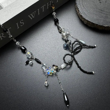 Accessories Crystal Beaded Fringe Choker Necklace