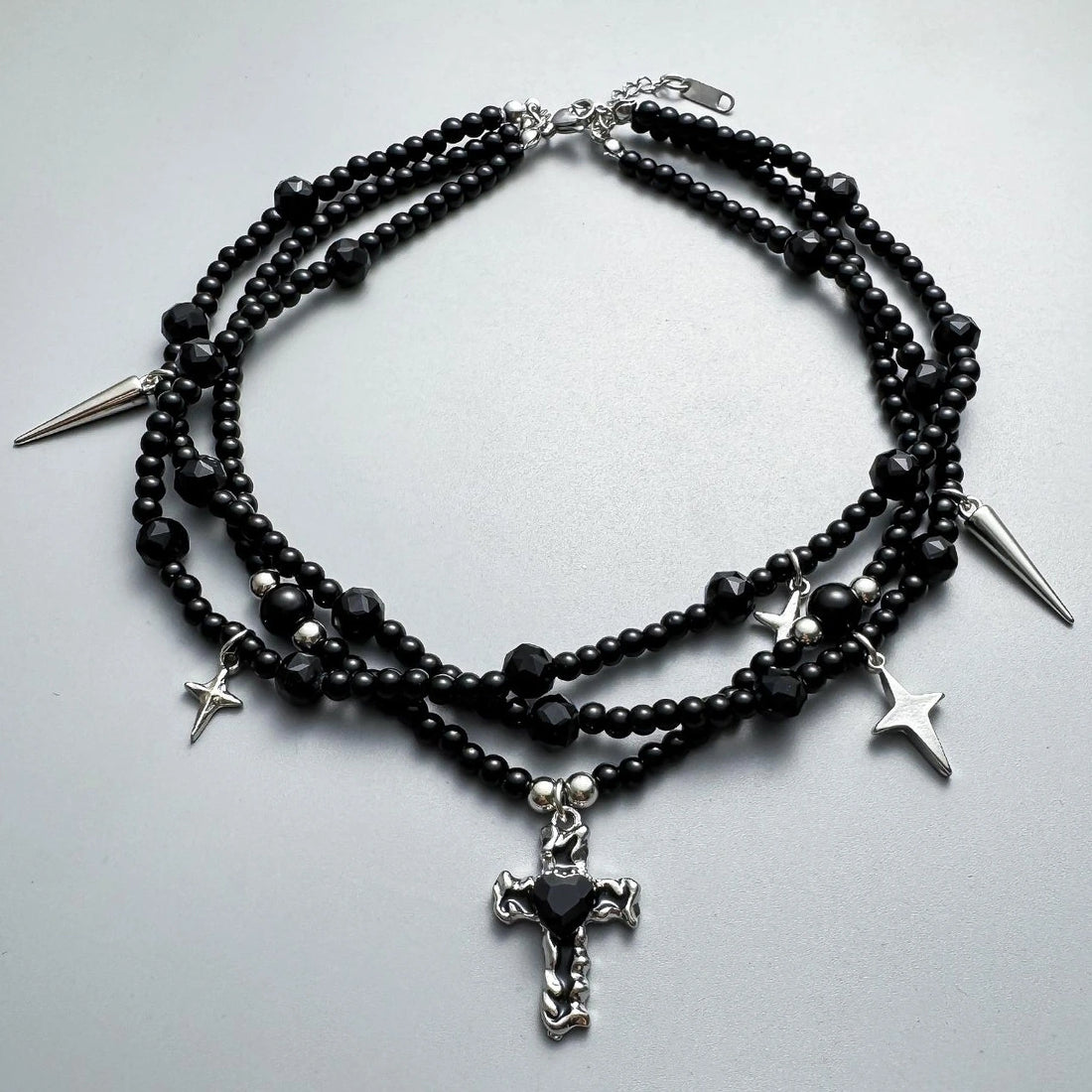 Accessories Crystal Cross Multi Layer Fringe Choker Necklace