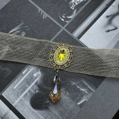 Accessories Crystal Drop Mesh Lace Choker