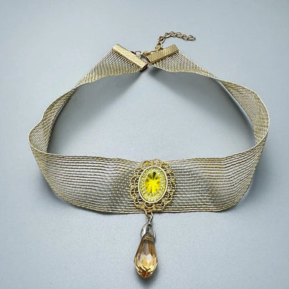 Accessories Crystal Drop Mesh Lace Choker