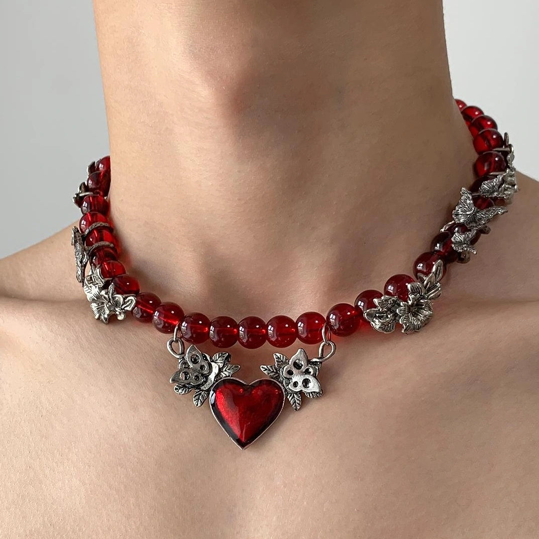 Accessories Crystal Heart Punk Choker Necklace