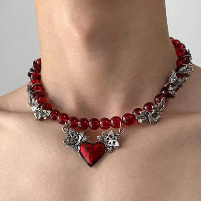 Accessories Crystal Heart Punk Choker Necklace