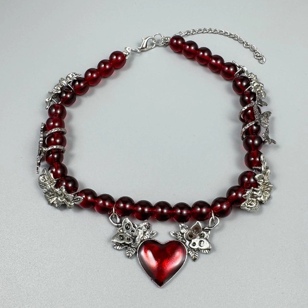 Accessories Crystal Heart Punk Choker Necklace