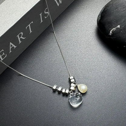 Accessories Crystal Kt Cat Beaded Pendant Necklace