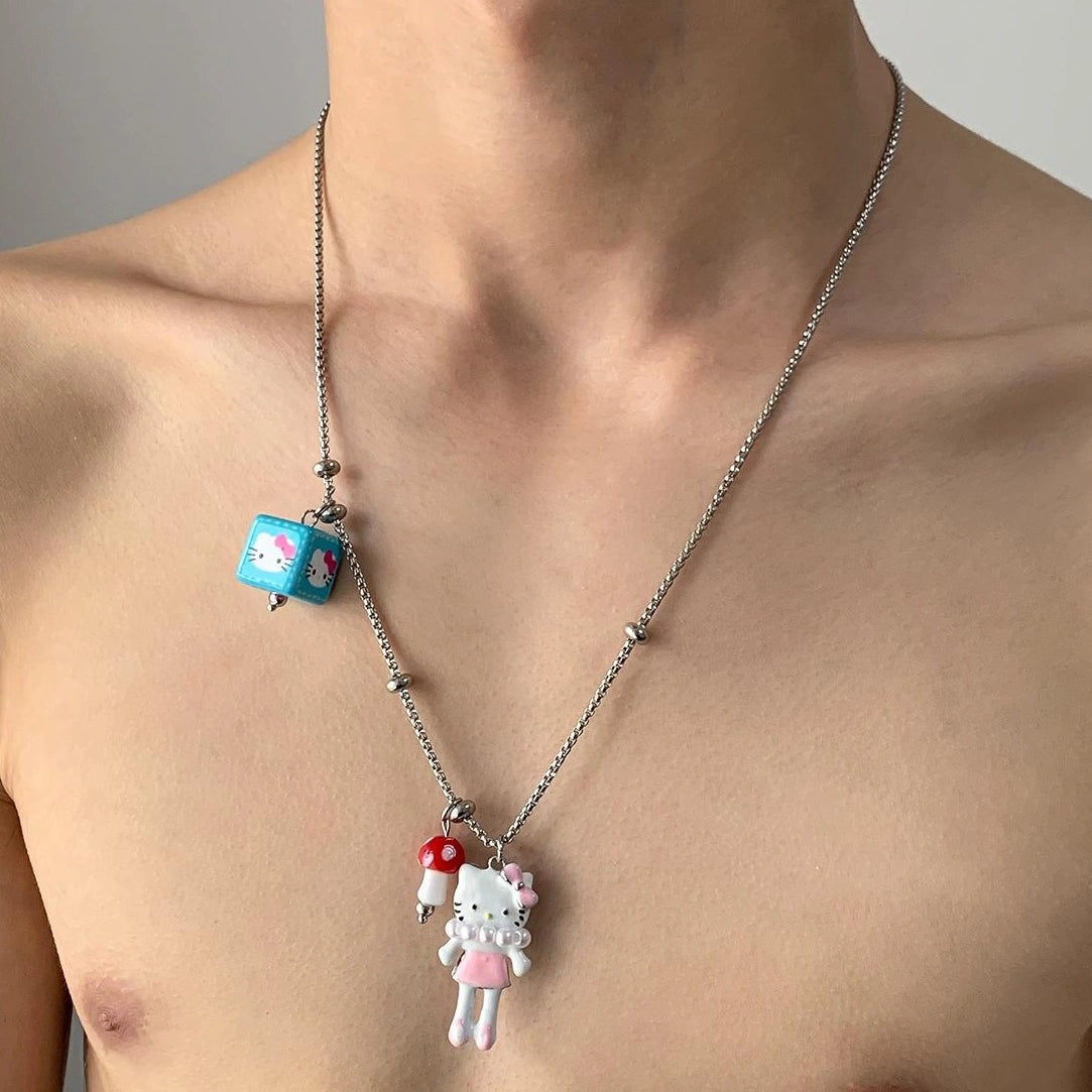 Accessories Cute Cartoon Square Charm Necklace