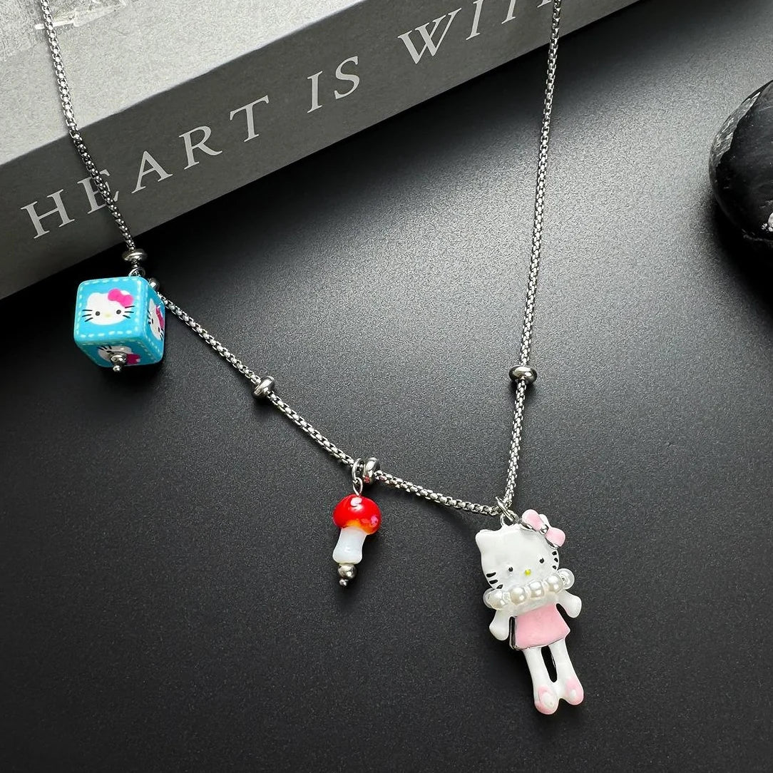 Accessories Cute Cartoon Square Charm Necklace
