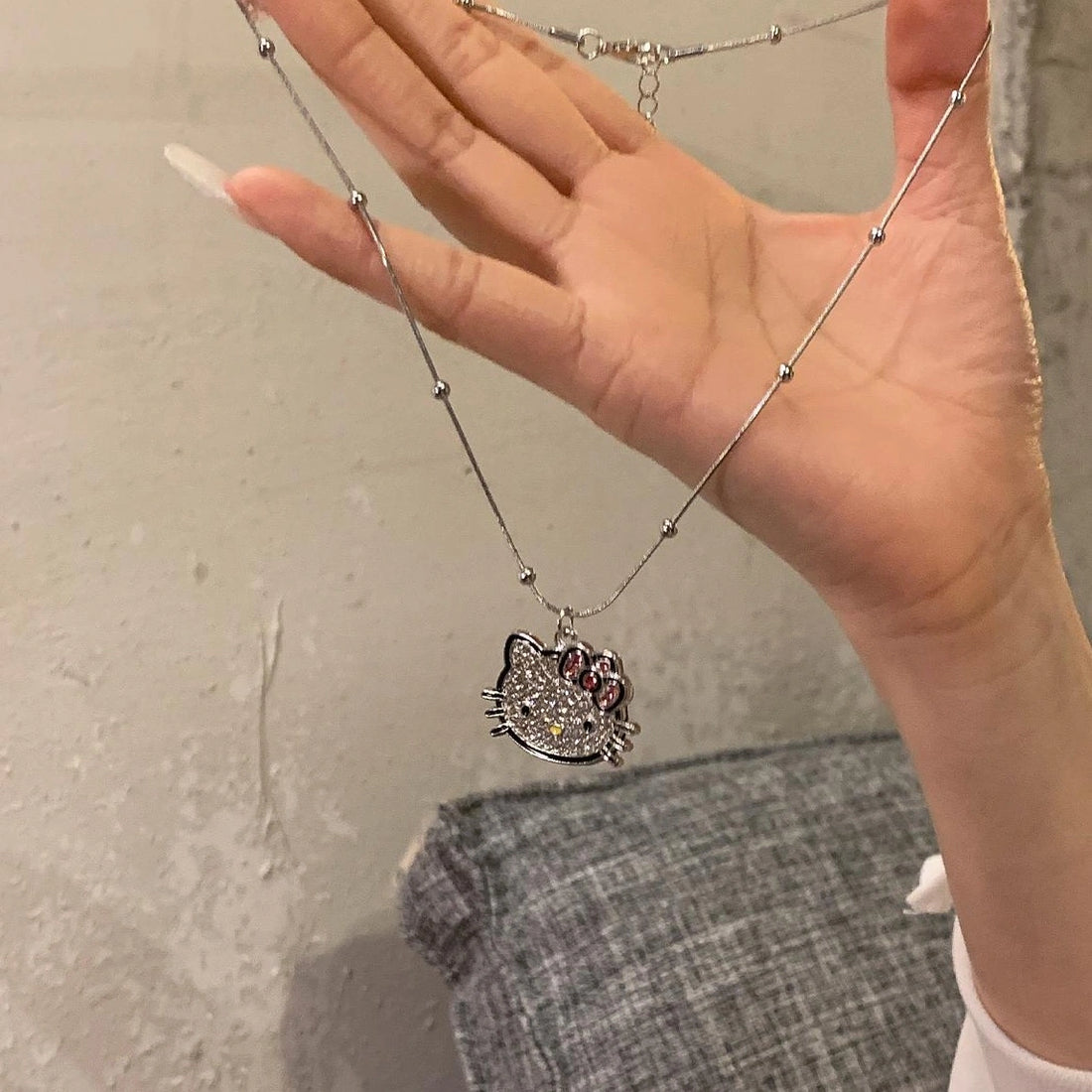 Accessories Cute Kitten Crystal Pendant Necklace